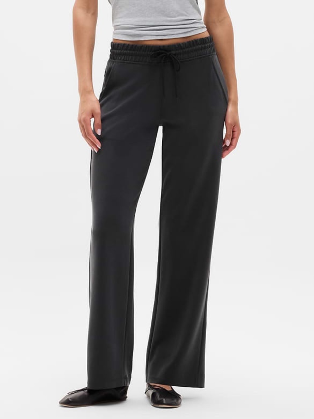 Athleta Seasoft Mid Rise Loungewear Straight Pant Black Medium Tall